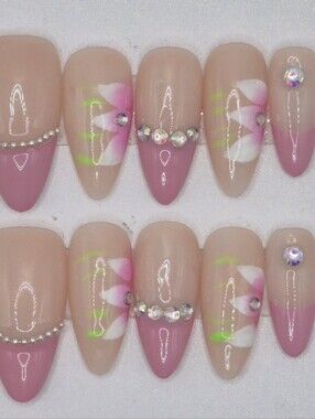 Small Almond Press On Nails Glowpetal Pixie Handmade